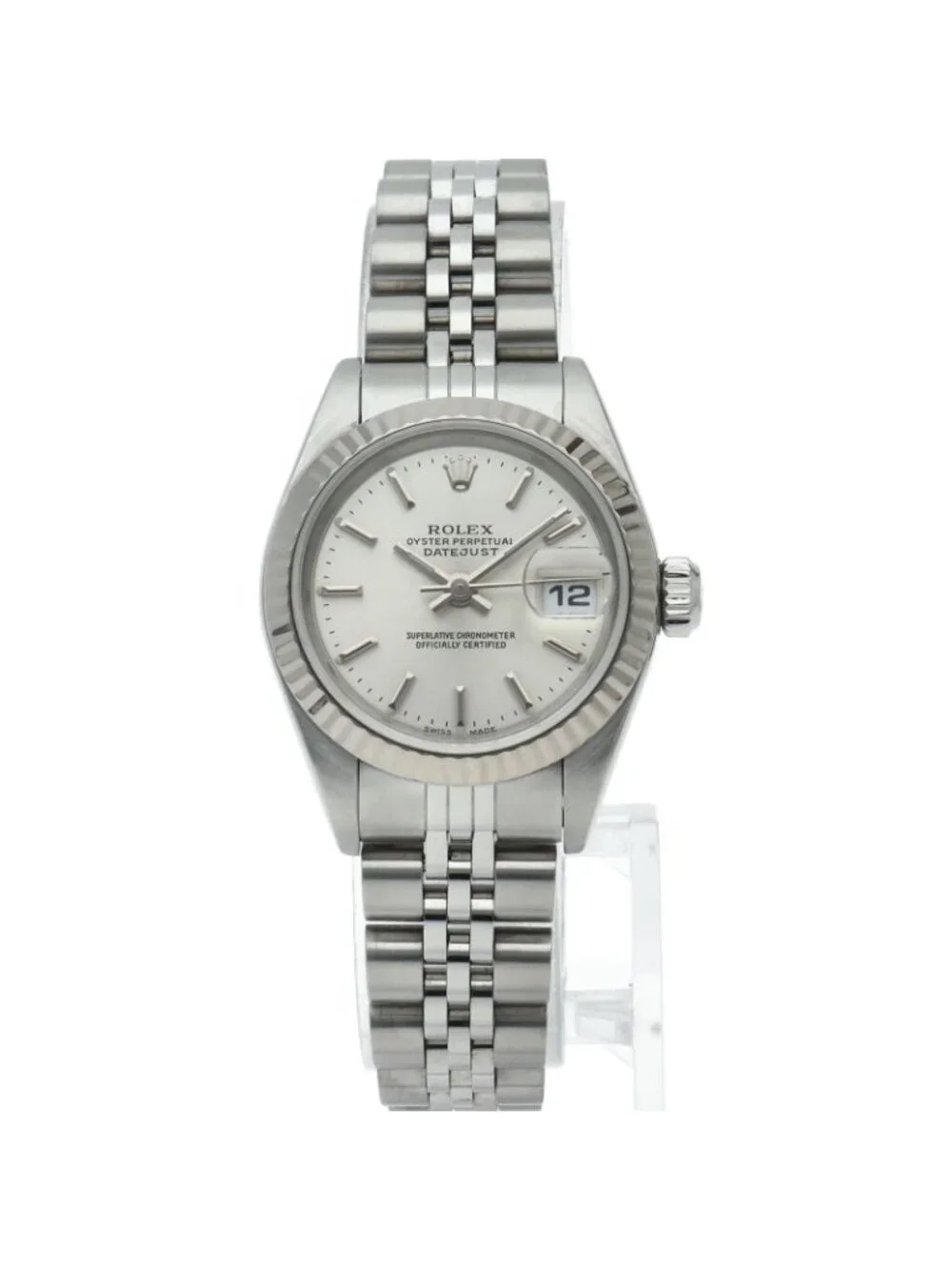Rolex Datejust Watch Box 18k White Gold SS Silver Polished